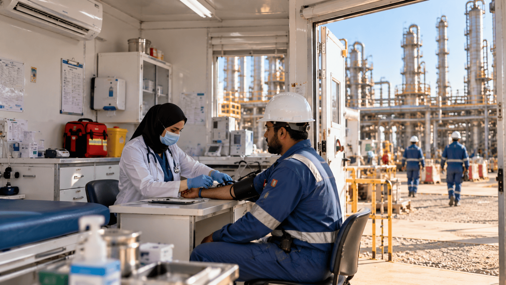 On-Site Clinic for Oil, Gas and Petrochemical Sites Sama Medical occupational health clinic at an oil and gas facility