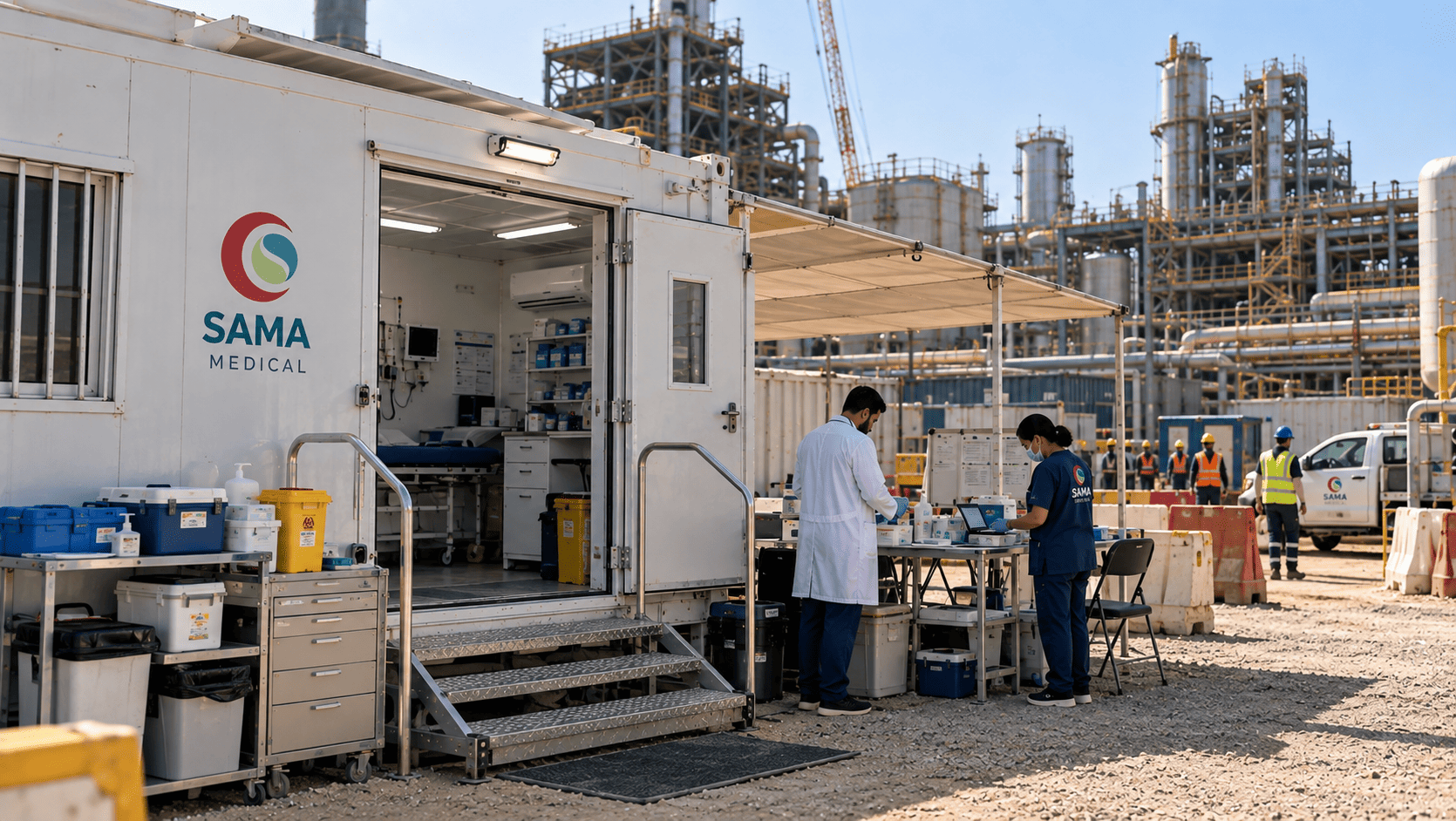 Why Choose Sama for On-Site Clinic Services Sama Medical fully equipped on-site clinic with professional medical staff